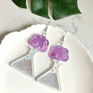 2/$30🌵 Science Beaker Flask Experiment Acrylic Earrings Chemistry Iridescent